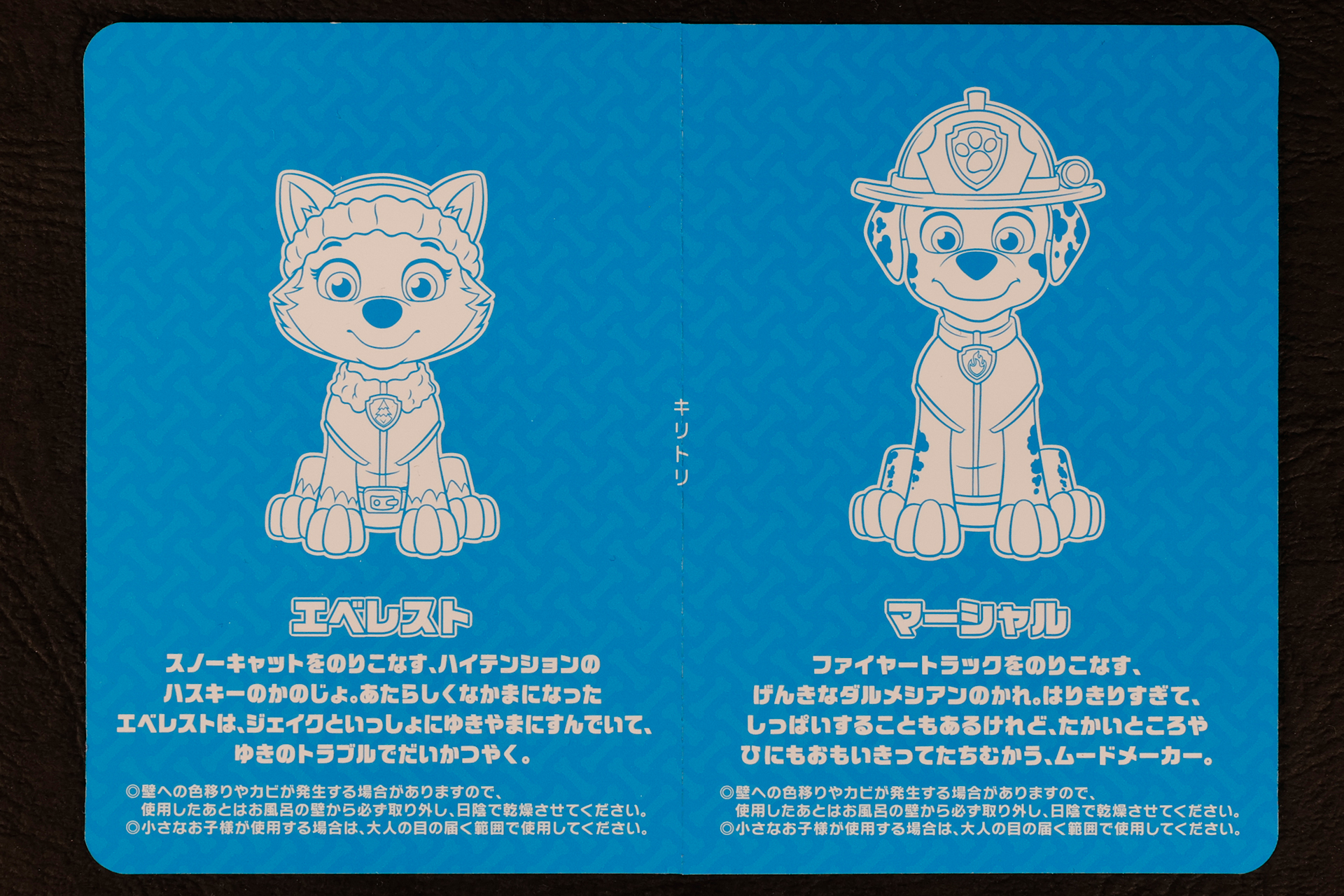 「マーシャル&エベレスト」の表面には、マーシャルとエベレスト紹介分と注意書きが記載されている