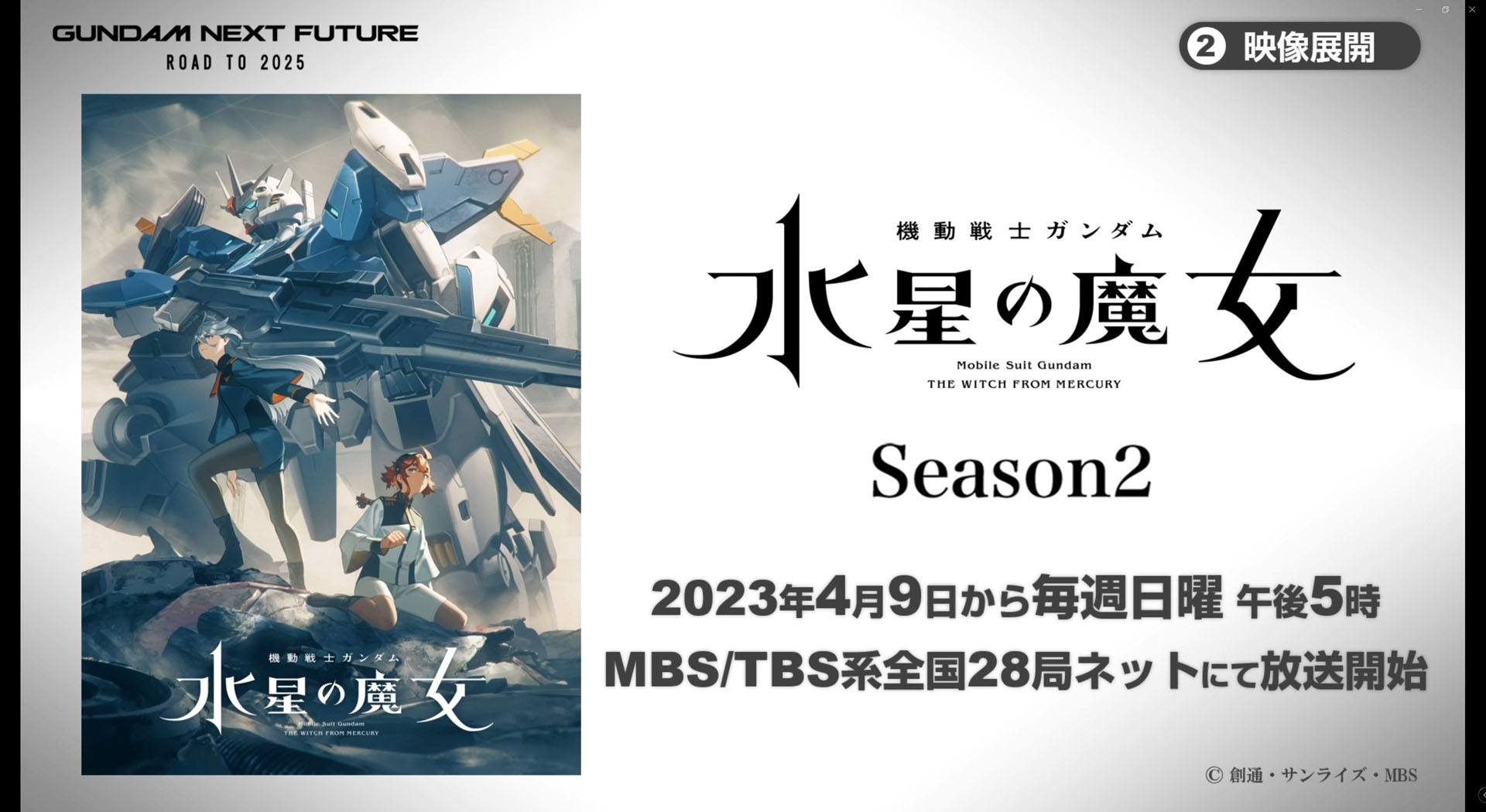 映像展開の大きな目玉は「水星の魔女 Season2」