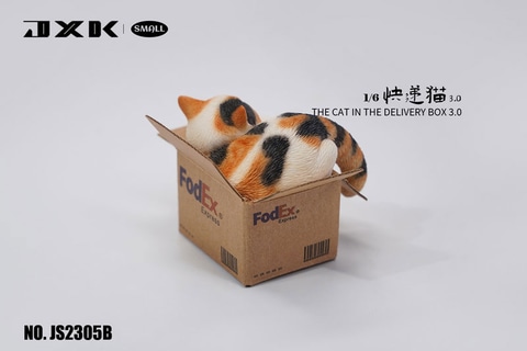 R-9AD3 KING'S MIND フィギュア　三毛猫労働組合 三毛労 段ボールに入った猫を1/6スケールのフィギュアで表現！ 茶トラや三毛