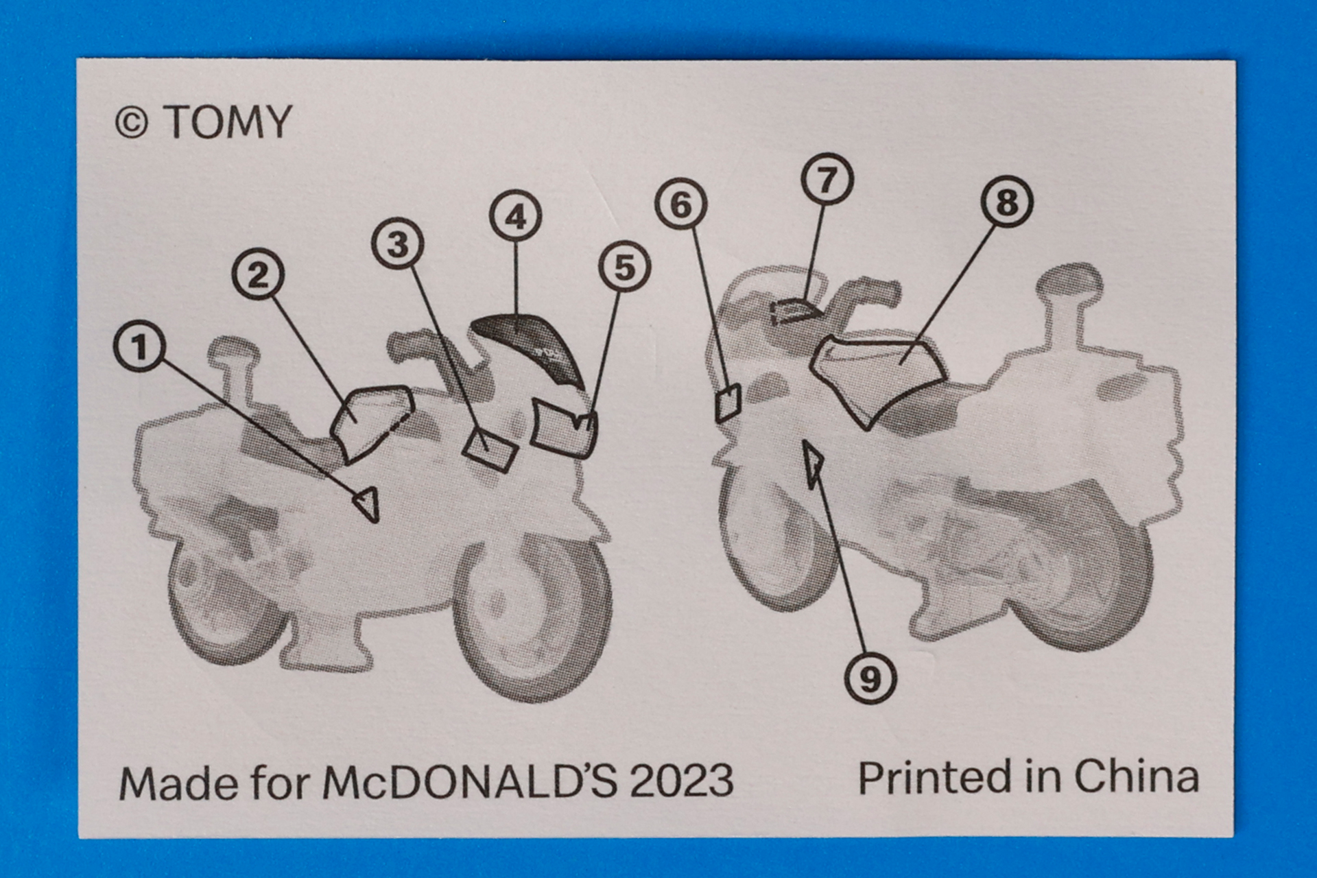 シールの裏面に貼る場所が記載されている