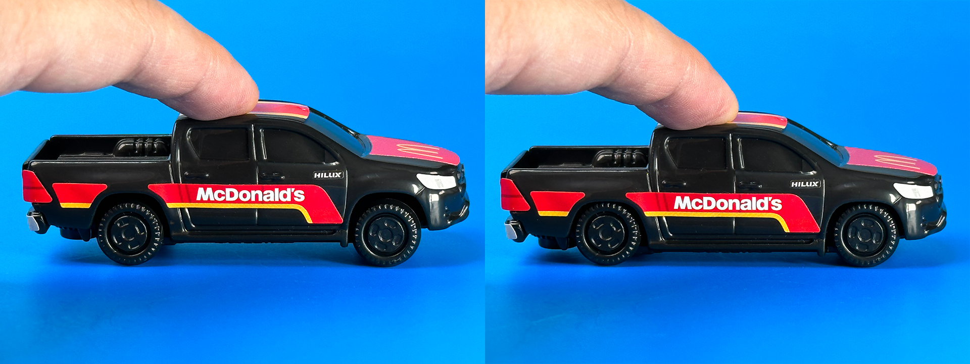 車両を上から押すと、サスペンションが効いてちょっと車体が沈む