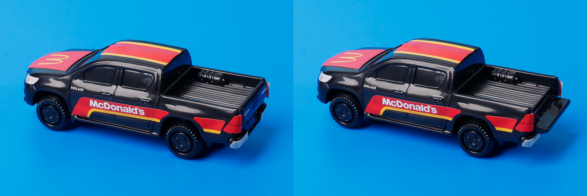 荷台のテールゲートは、このように開くことができる