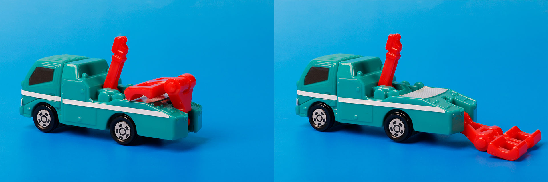 レッカー用のパーツはこのように可動することができる