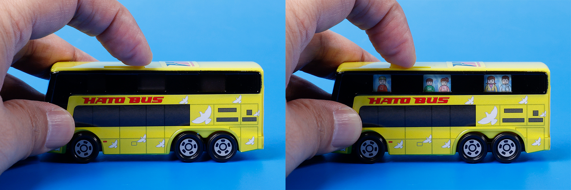 天井に取り付けられたレバーを動かすと、乗客が現れる