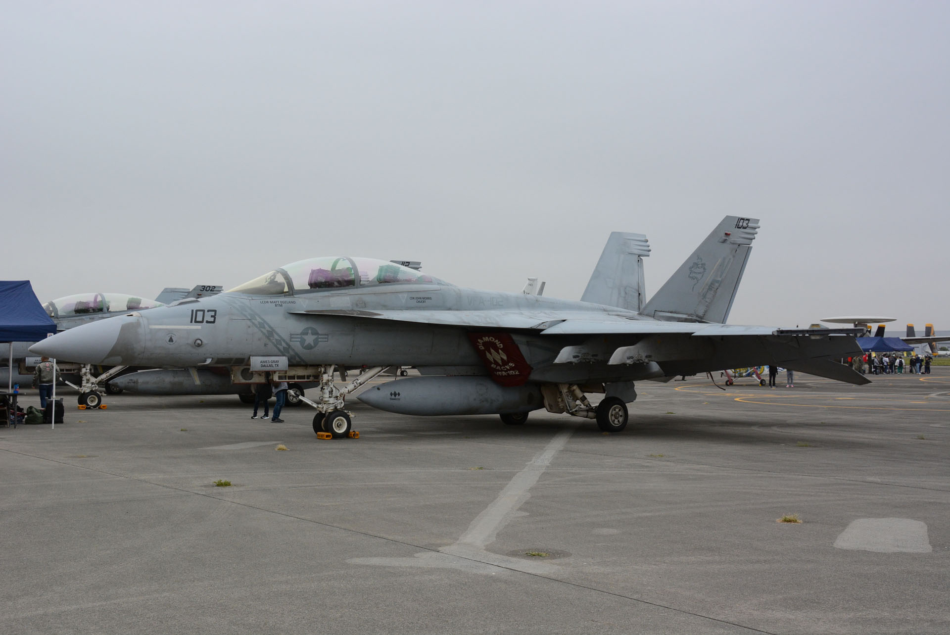 今回会場に展示されていたのはスーパーホーネットと呼ばれるホーネットの発展型マルチロール機。日本では山口県の岩国基地で整備が行われているが、このイベントのため飛来しその姿を見せてくれた