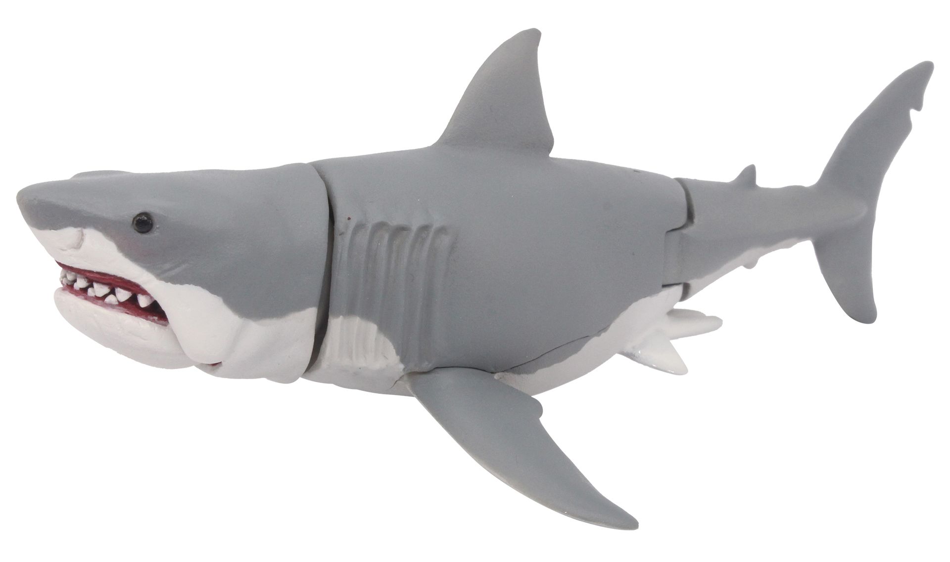 鮫の口、尾びれが可動する