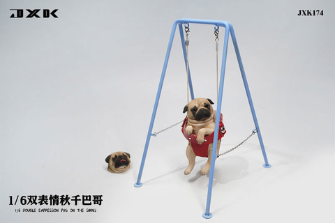 フィギュア　パグのブランコ遊び A1 1/6 レジン製塗装済み完成品 パグのうるんだ瞳も徹底再現！ フィギュア「パグのブランコ遊び