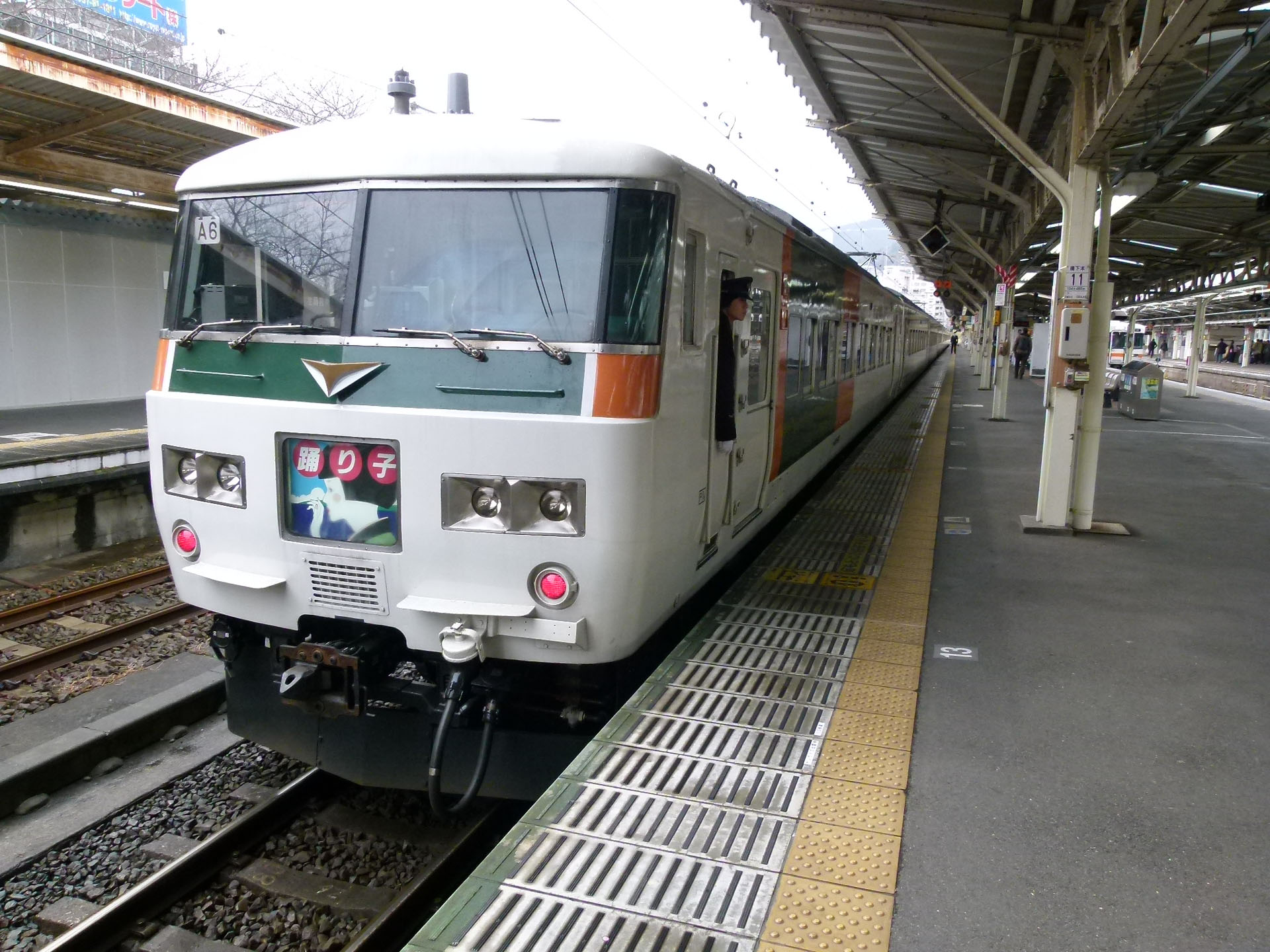 185系電車、熱海駅で2012年3月に撮影