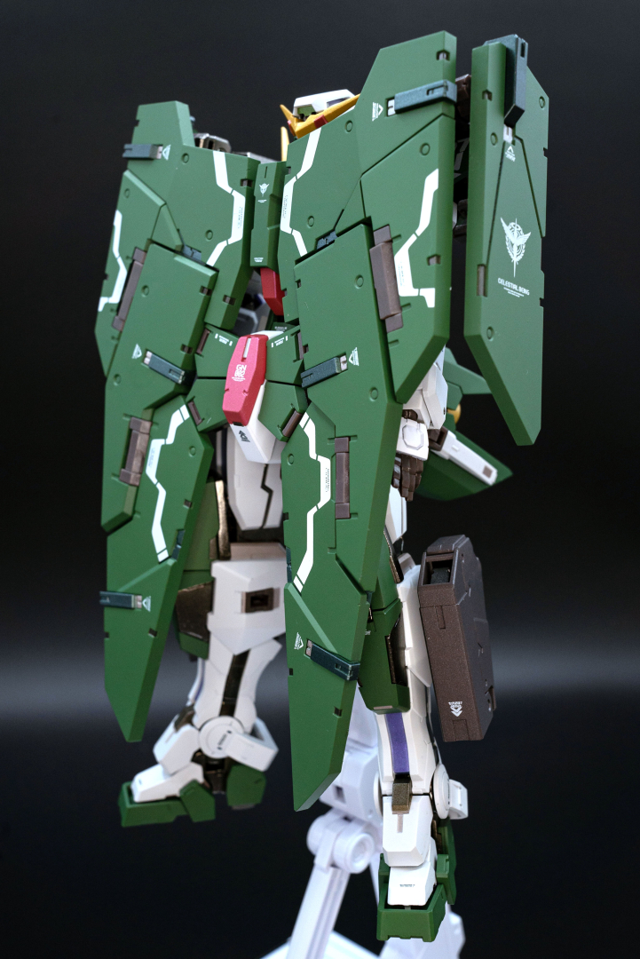 GNフルシールドを含めて、すべてのパーツを組み込んだ状態と、GNフルシールドで完全ガードした状態を8方向から撮影。まさにガンダムデュナメスらしい堂々としたフォルムを完全再現している