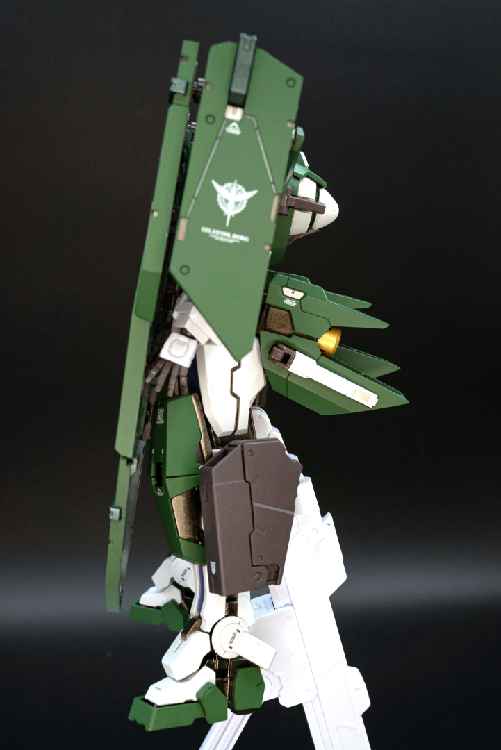 GNフルシールドを含めて、すべてのパーツを組み込んだ状態と、GNフルシールドで完全ガードした状態を8方向から撮影。まさにガンダムデュナメスらしい堂々としたフォルムを完全再現している