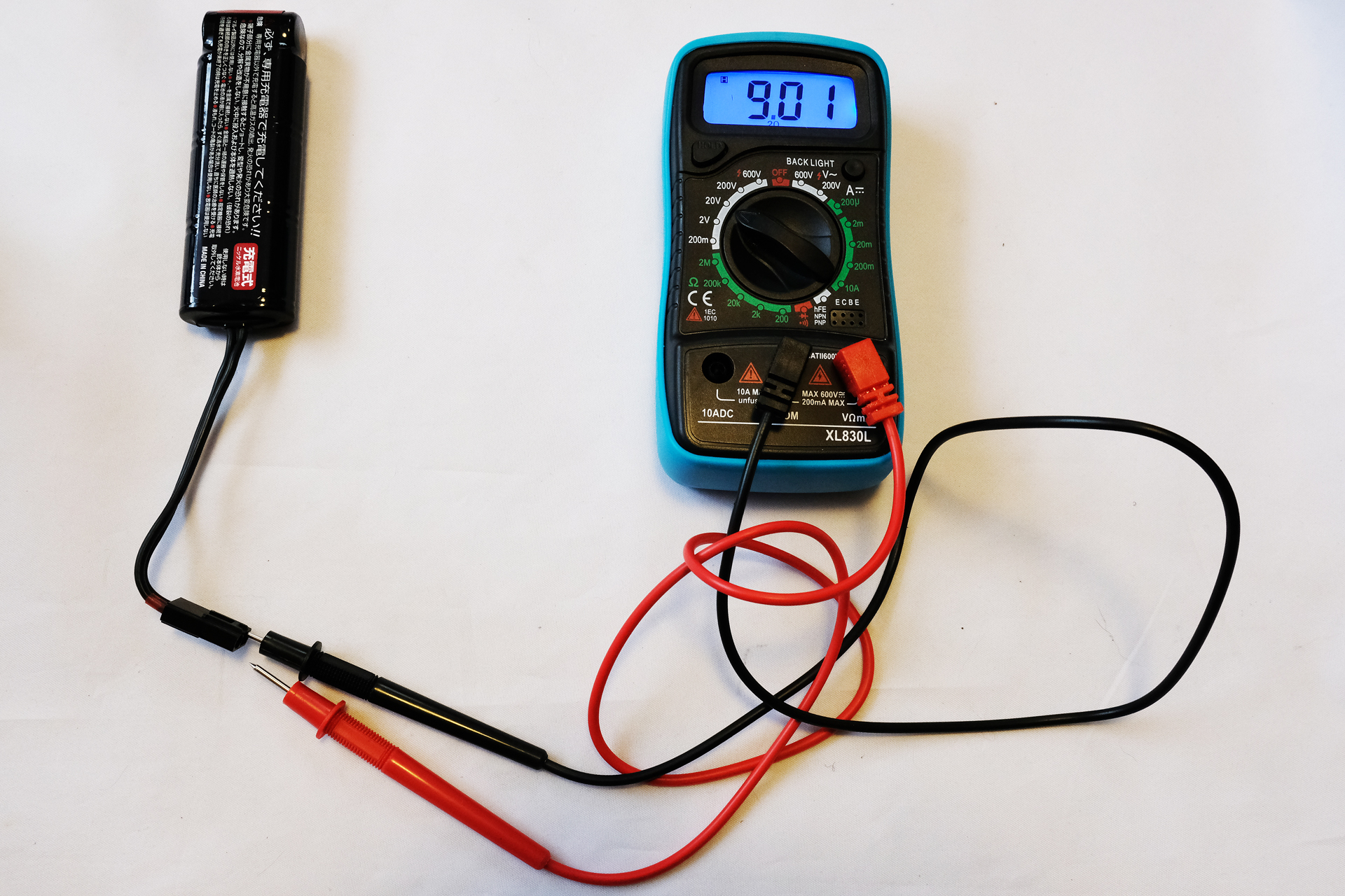 実験終了時の「MS Li-Po バッテリー」の電圧は9.01V