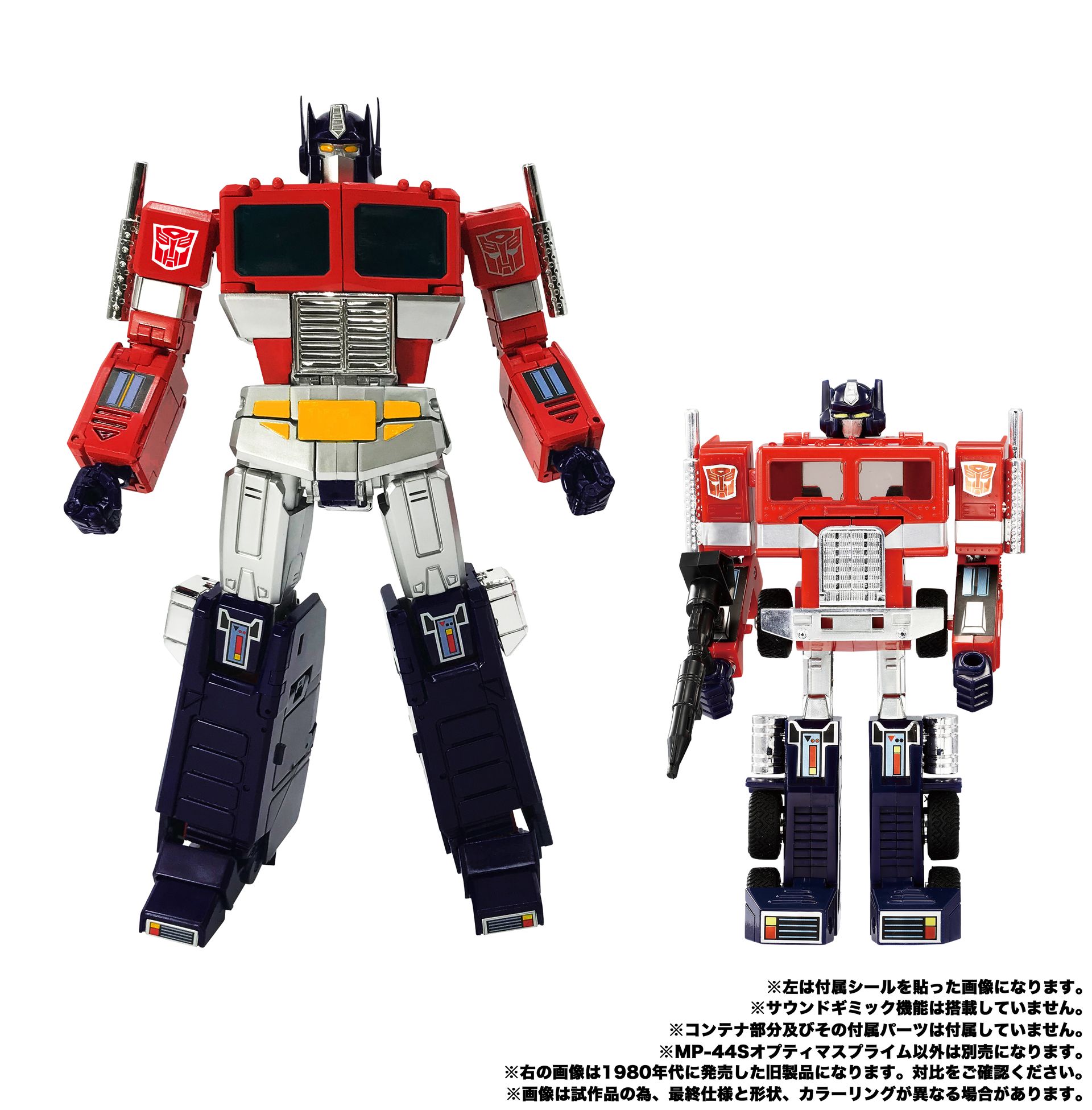1980年代当時の玩具との比較。赤、青、シルバーのカラーリングを踏襲