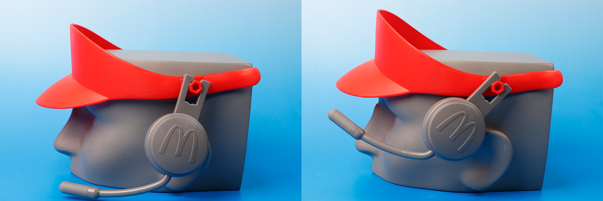 サンバイザーのマイクは、このように上下に動かすことができる