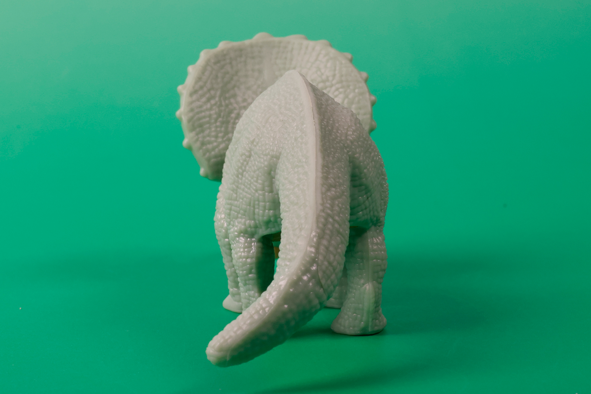 のっしりと歩き出しそうな、トリケラトプスの後ろ姿