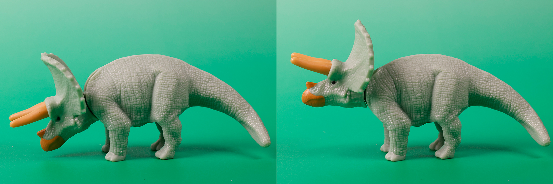 トリケラトプスの頭は、このように上下に動かすこともできる