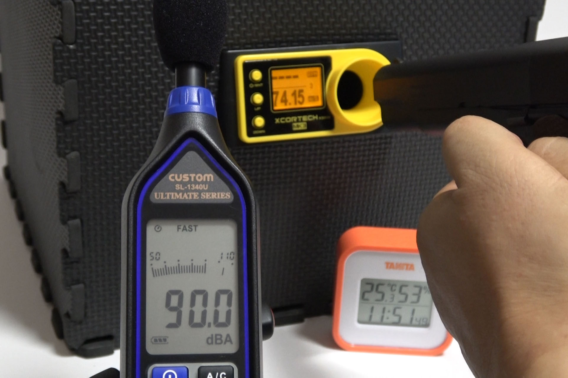 室温25.3℃の室内で射撃した際の初速は最大74.15m/s