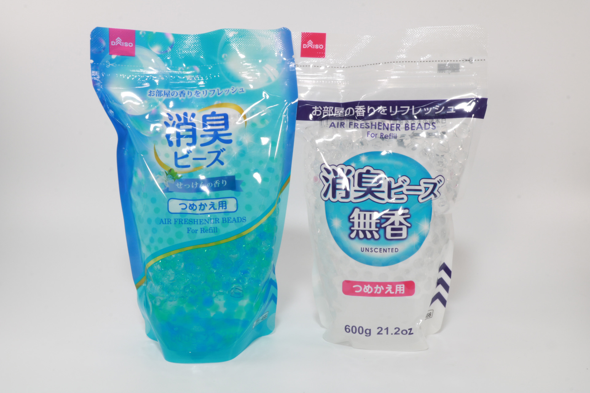 消臭ビーズ せっけんの香りと無香の2種 各110円