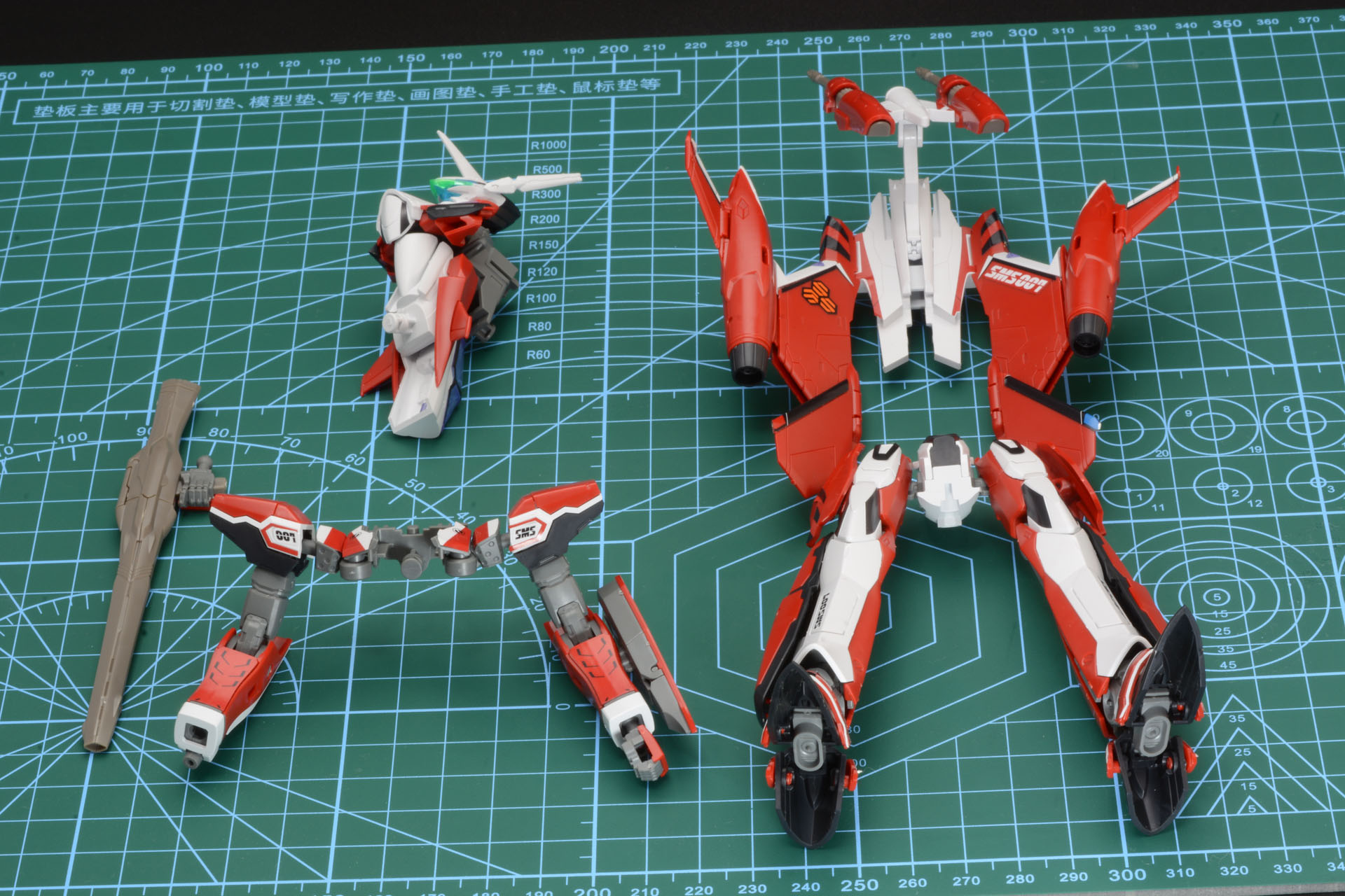 胴体、腕、背中、足に分解