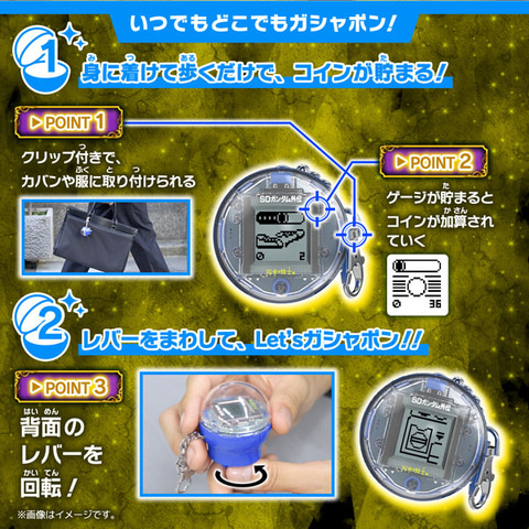 歩くだけでガシャができる！ カプセル型液晶トイ「ムゲン