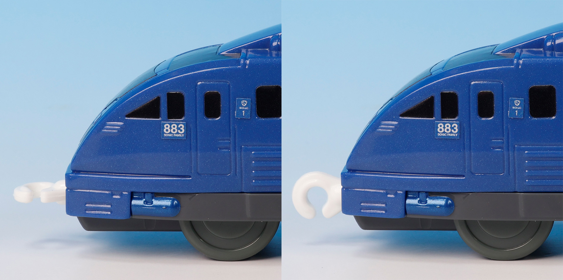 車両を連結するときは、スイッチで連結器を露出させよう