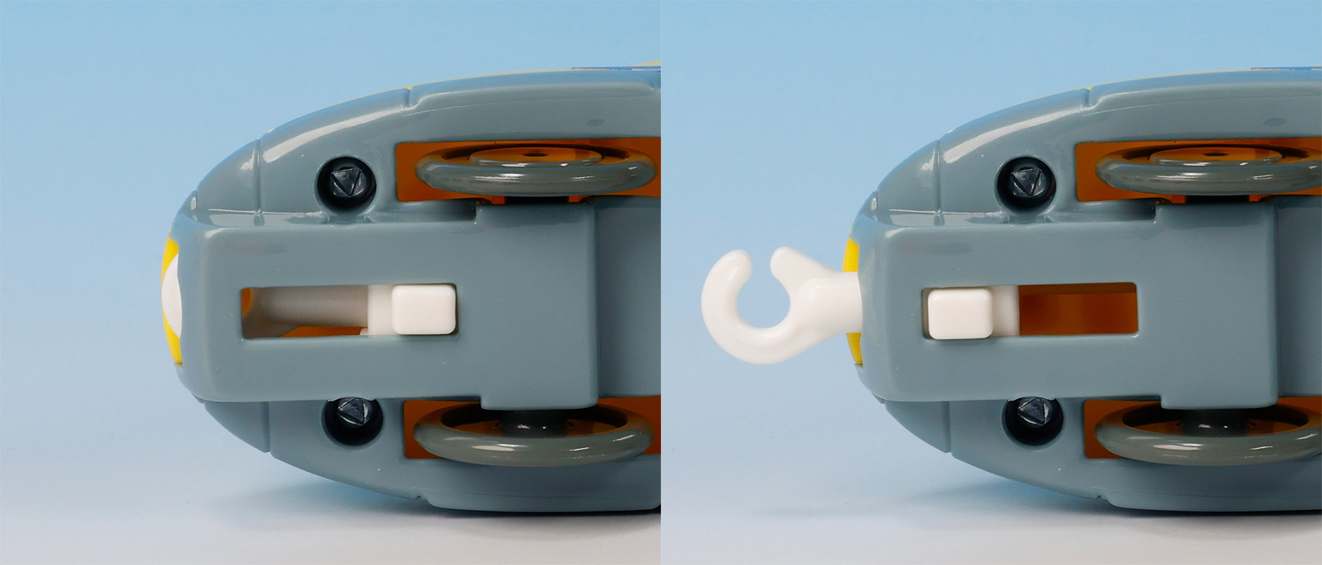 底面側には連結器のスイッチが出し入れできるギミックが用意されている