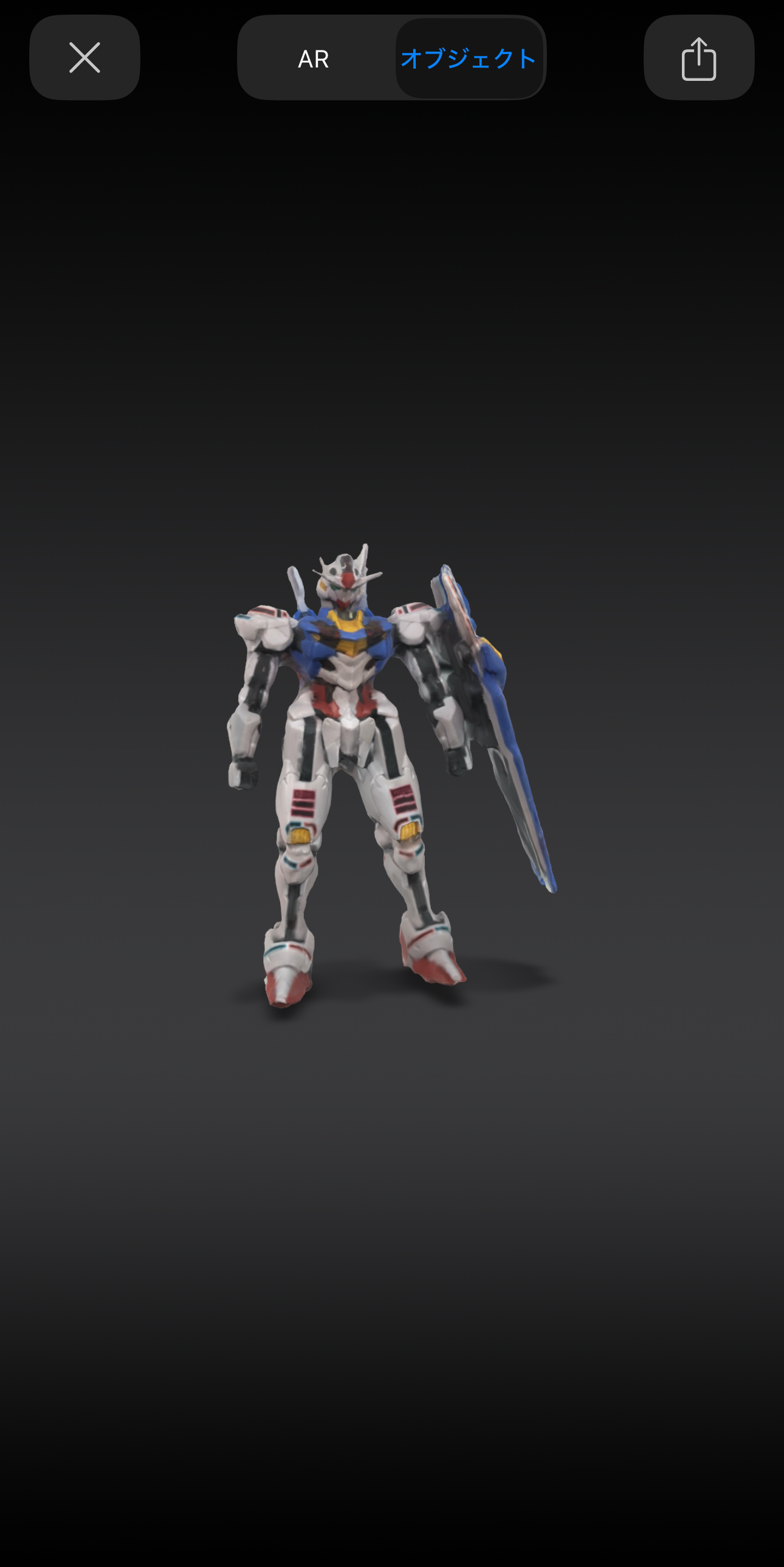 こちらが先ほどスキャンした「ガンダムエアリアル」の3Dモデル