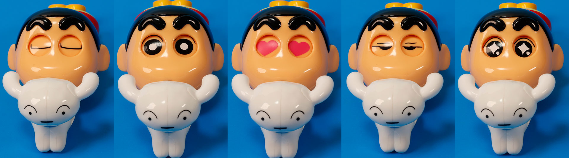 おもちゃを転がす度にローラーが回転して、表情もどんどん変化していく