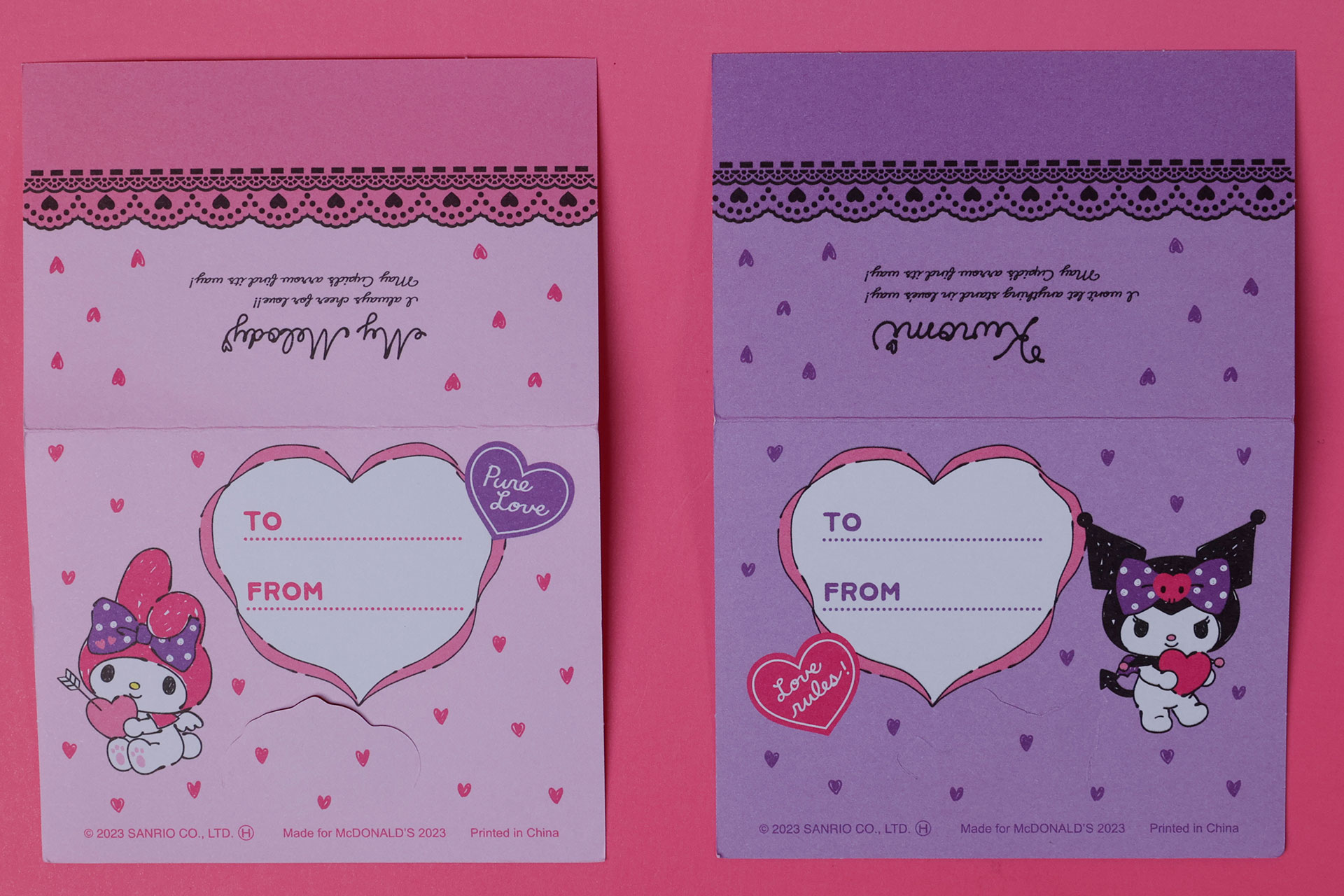 付属しているメッセージカードを開いたところ