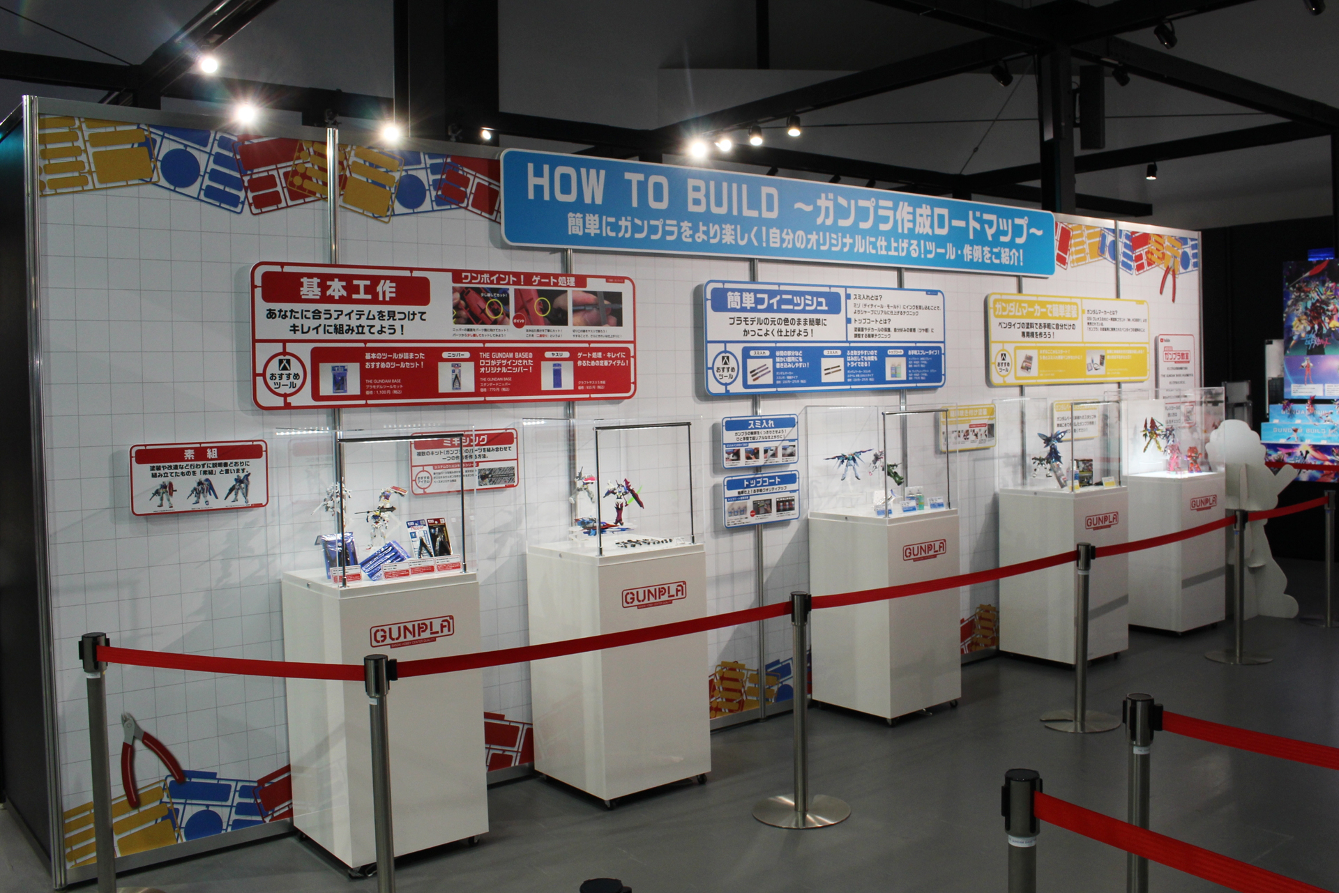 「ガンプラ作成ロードマップ」のコーナー。ガンプラ制作のステップアップを作例や必要なツールとともに紹介