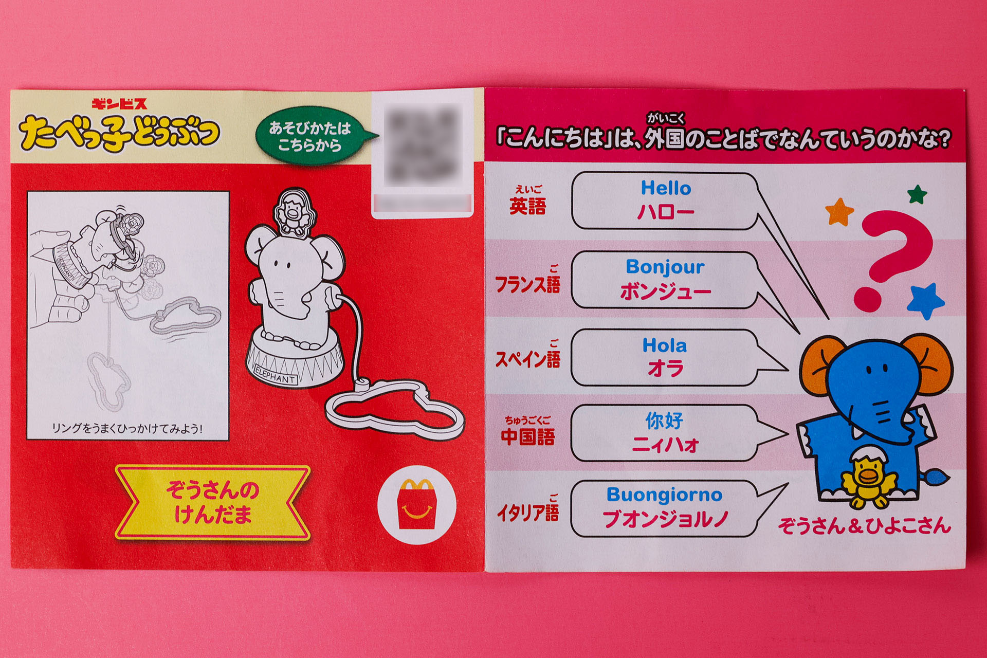 「ぞうさんのけんだま」に同梱されている説明書だ