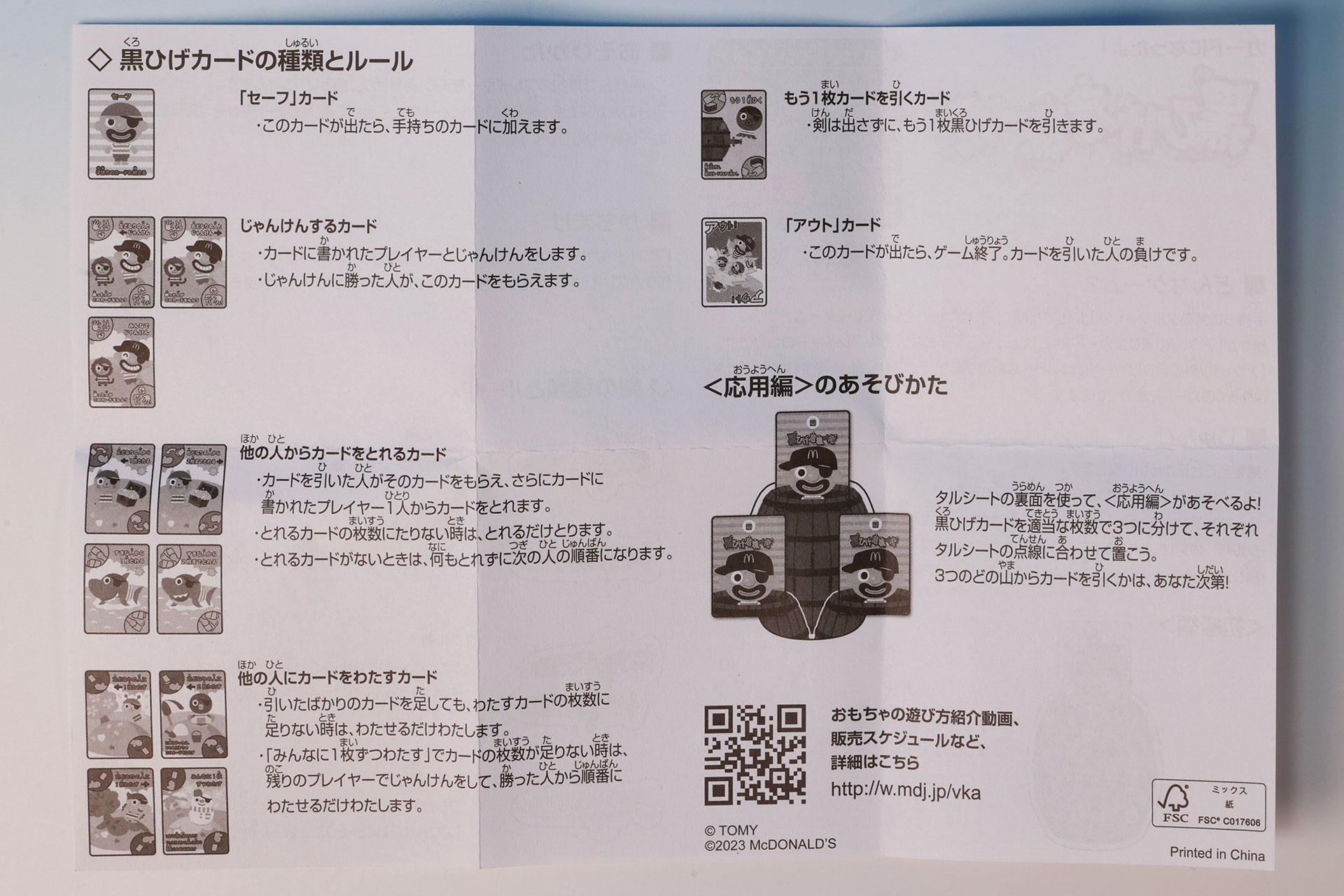 説明書の裏面にも遊び方が記載されている