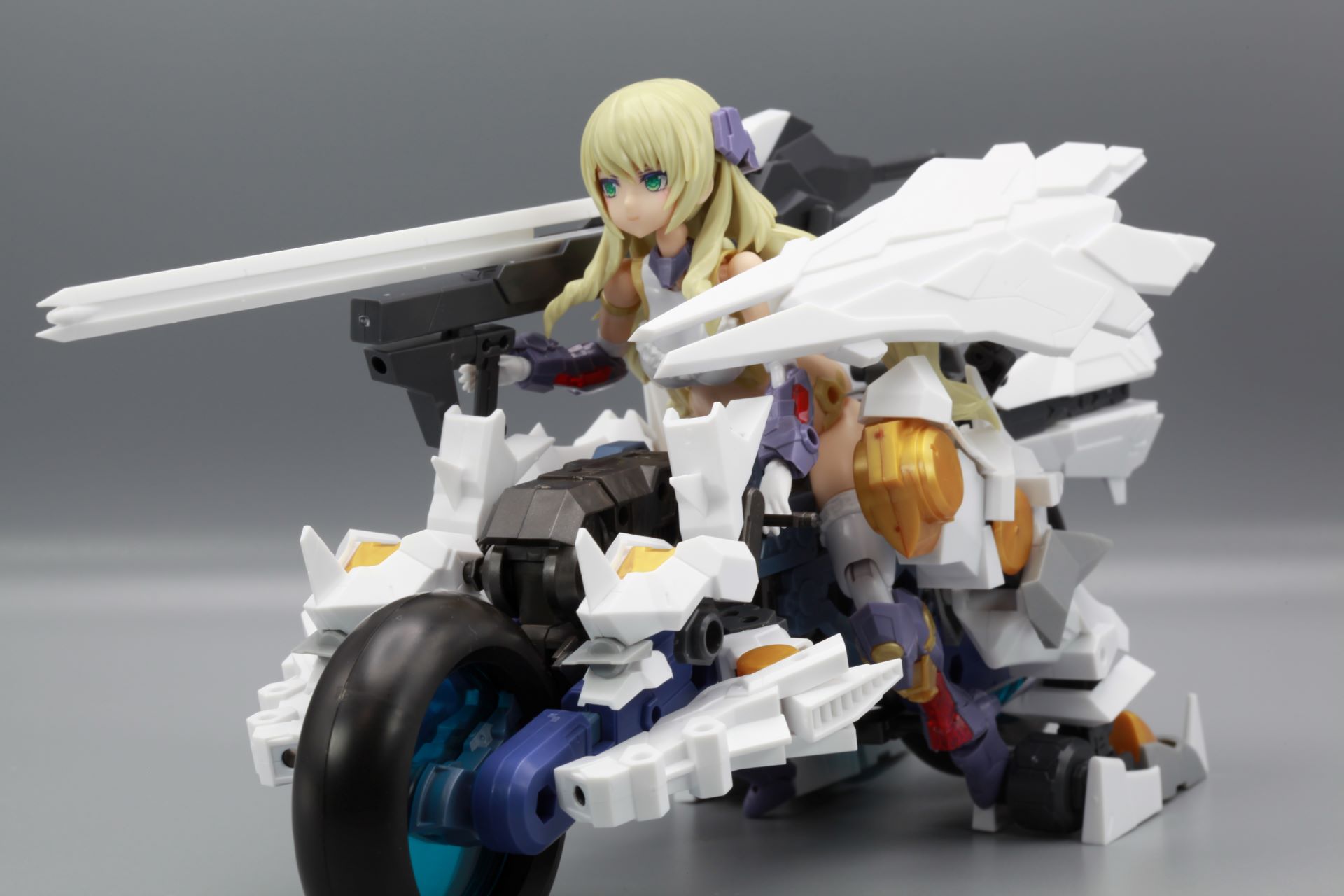 キャノンと盾は補助アームで取り付けているためバイク側面以外にもある程度稼働させることが可能