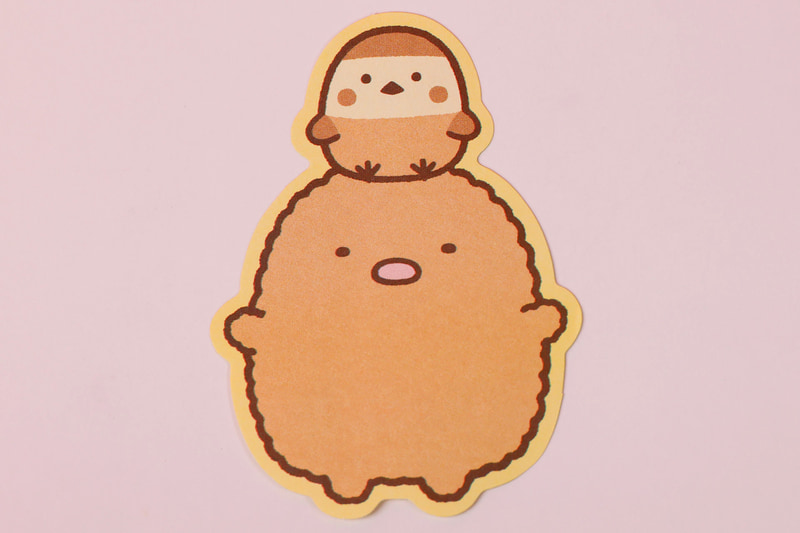 頭にすずめを載せたとんかつが描かれたオリジナルメモシート