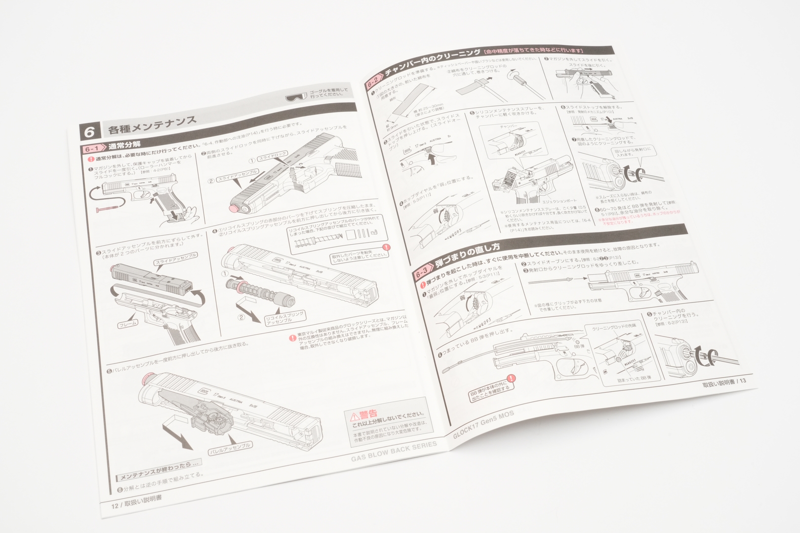 通常分解以上のメンテナンスを実施した際には、東京マルイのアフターサービスを受けられなくなる可能性がある。またこれ以上の分解には特殊な工具が必要となることもある