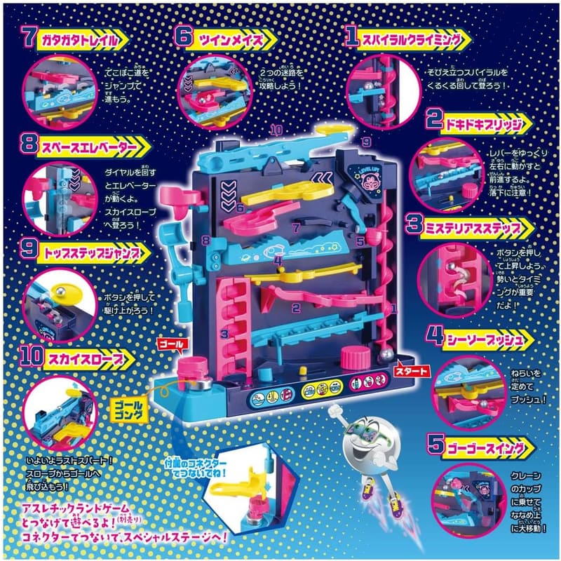 付属のコネクターを使えば、別売りの「アスレチックランドゲーム」シリーズ商品とつないで遊べる