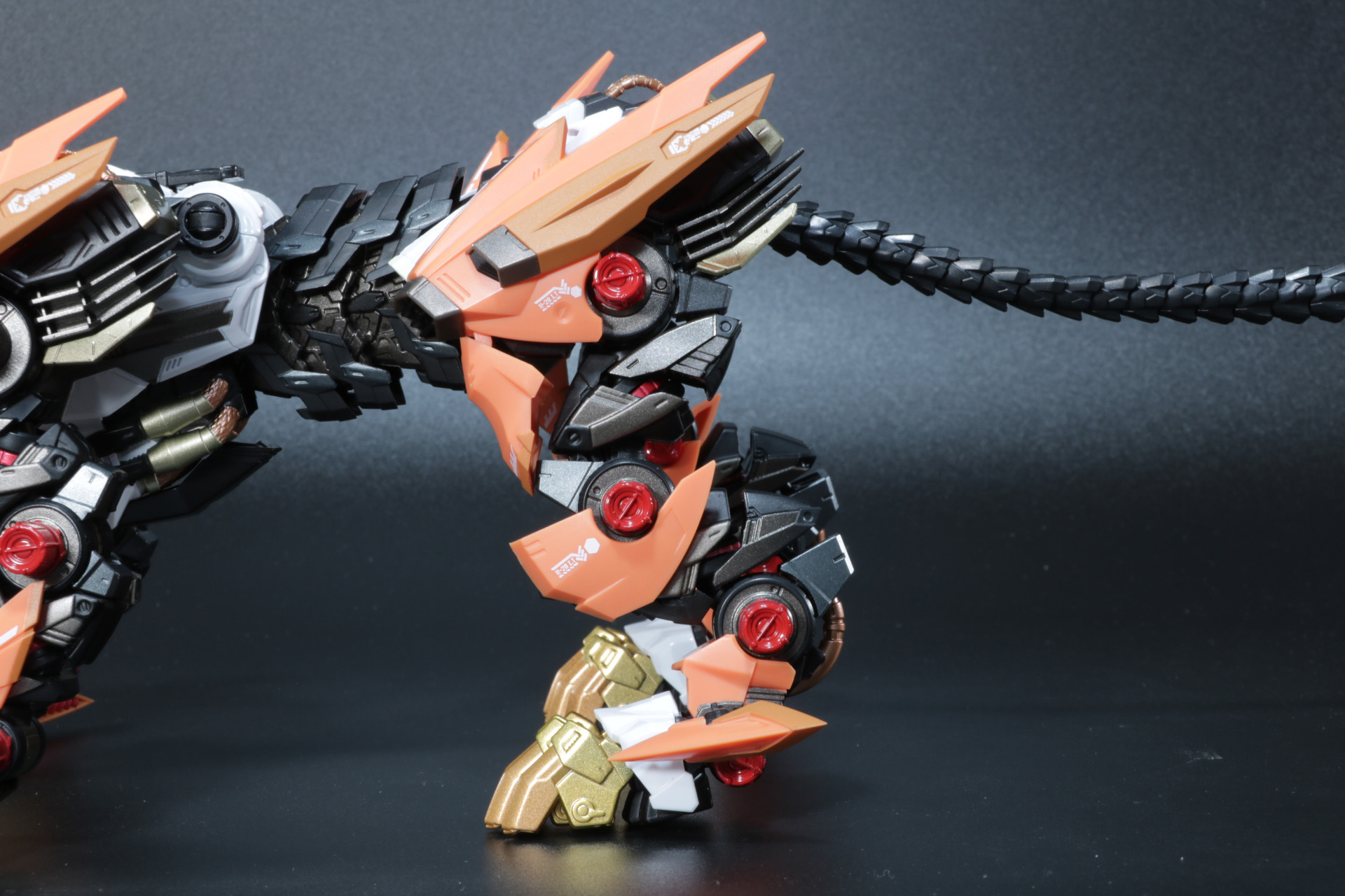 後ろ脚のアーマー装着