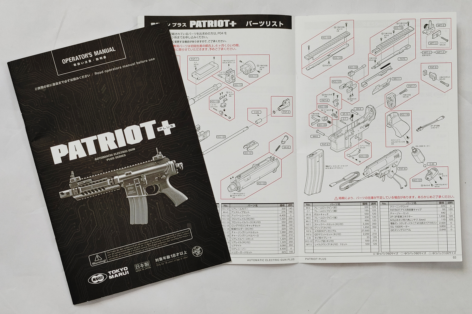 「パトリオットプラス」の説明書にテイクダウンの表記は無い