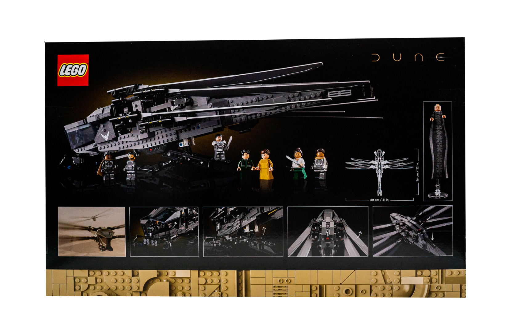 パッケージの裏面では各部のアップやギミック、ミニフィギュアなどがわかるのが嬉しい