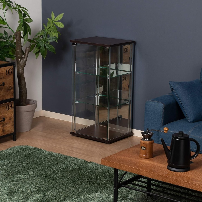 不二貿易 コレクションケース フィギュアケース 3段 幅42.5×奥行36.5×高さ86cm ブラウン 強化ガラス 背面ミラー 組立商品