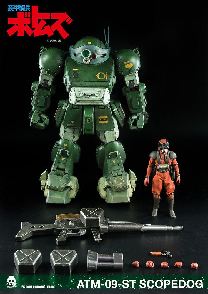2017年に発売されたthree zeroの「ATM-09-ST SCOPEDOG」。1/12スケールで全高約330mm、価格は54,780円。大きさだけで無くそのディテール表現や質感で話題を集めた。「ロボ道」ではこのアイテムの技術が活用される