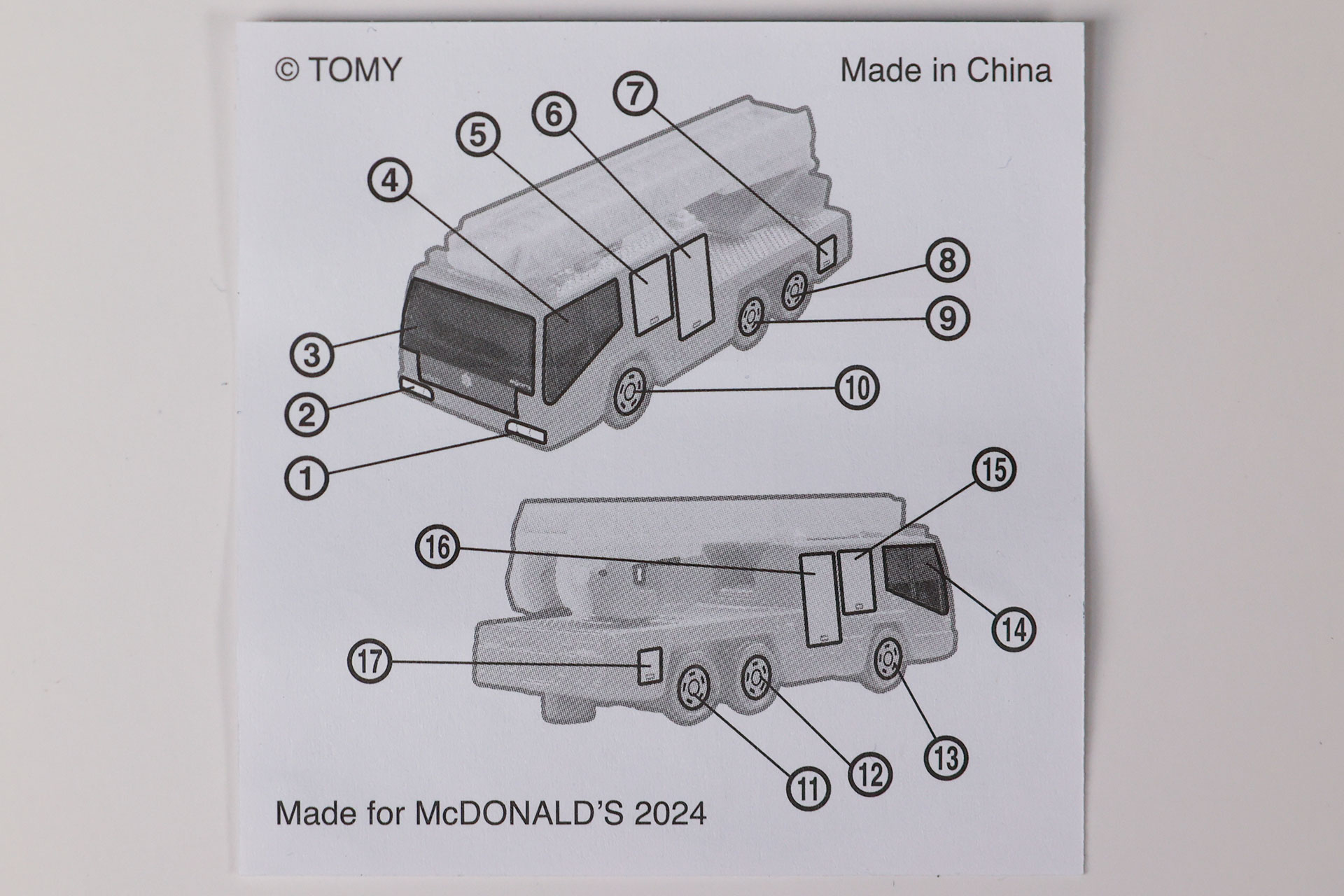 シールの裏面には貼る場所が記載されている