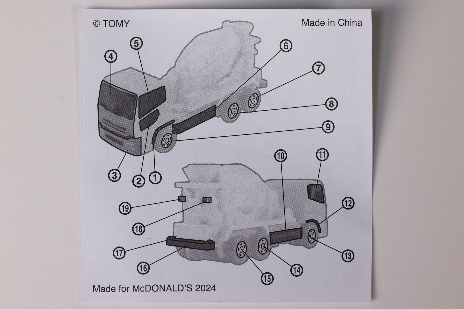 裏面にシールを貼る場所が記載されている