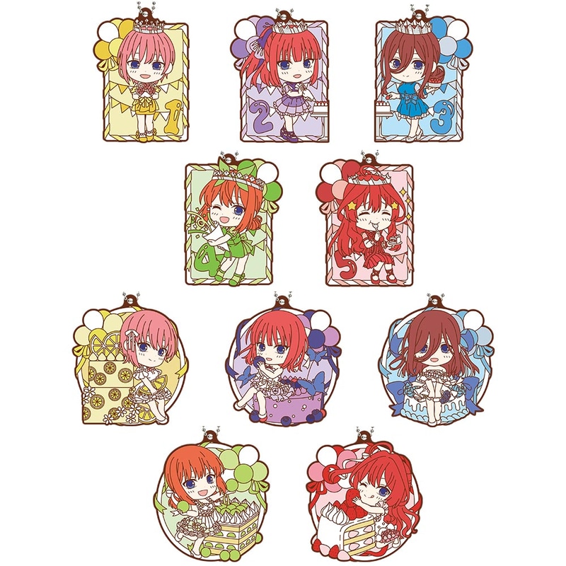 新規描きおろしイラストを「きゅんキャラ」化したデザインのラバーチャーム。背景もバースデイをイメージしたデザインになっている。サイズは約6.5cm