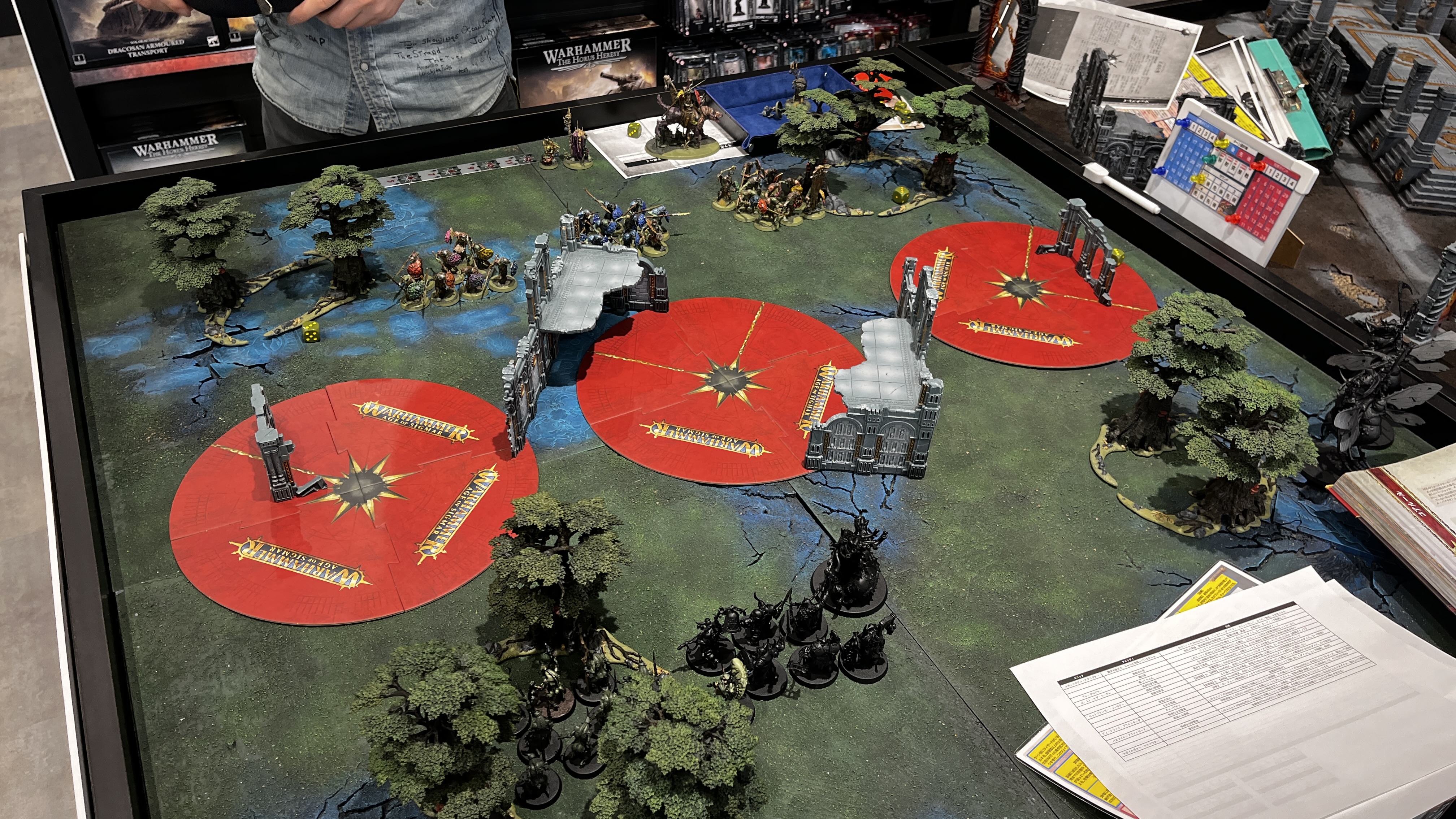 初めて遊んだ1戦。このときはまだ黒いスプレー状態のユニットばかりで、軍隊の動かし方もよく分かっていなかった