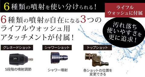 ながら洗車「ライフル型 高圧洗浄機 ライフルウォッシュ/タンク