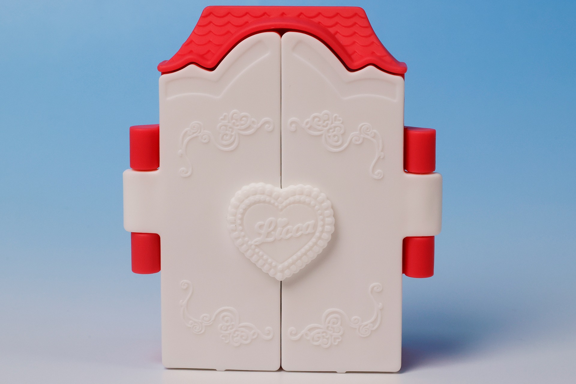 付属の背景スタンドは、赤と白のカラーリングだ