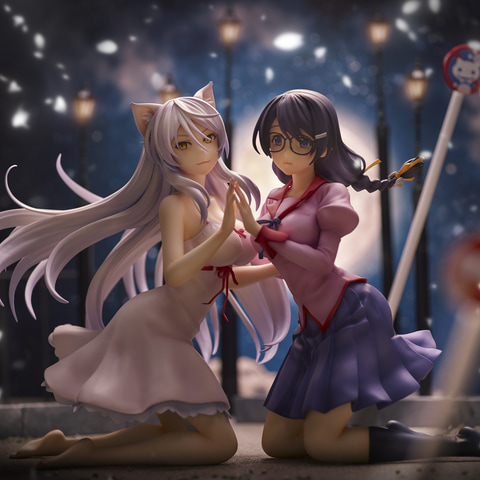 猫物語」より羽川翼と怪異姿「障り猫」の2体セットのフィギュアが再販