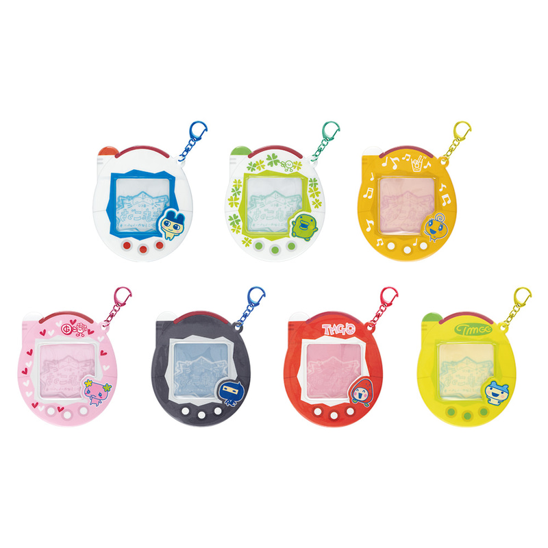 当時登場したたまごっちキャラクターたちもデザインされている。お気に入りの写真やカードを入れて飾ったりキーホルダーとして持ち歩くことができる
