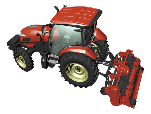 ハセガワ、ロータリーを装着した農作業用「ヤンマー トラクター