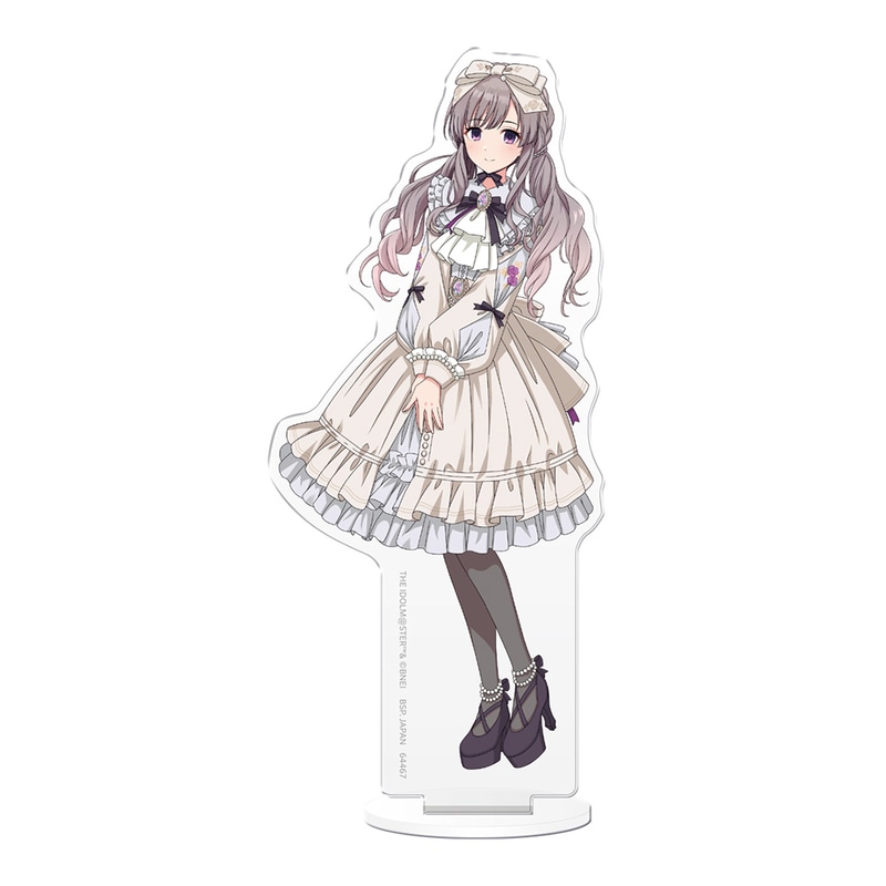 レトロな雰囲気の「クラシカルロリータファッション」を身に着けた幽谷霧子の全身イラストを使用したアクリルスタンド。サイズ：約13cm
